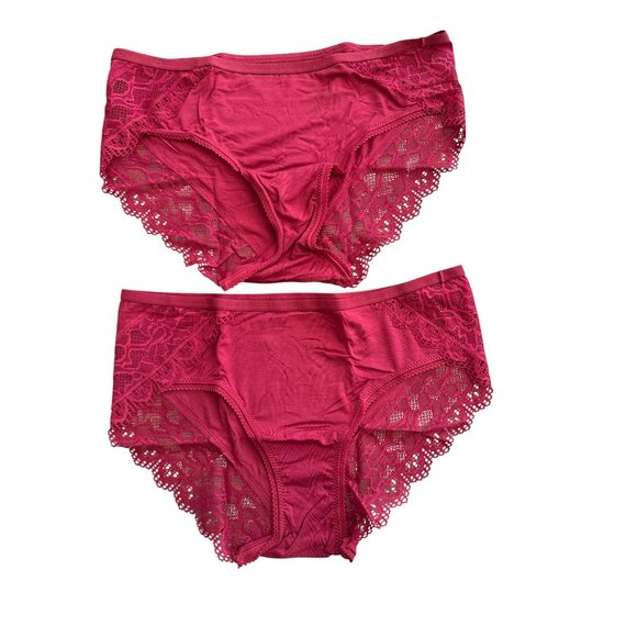 Soma Womens Embraceable Hipster Panty with Enchanting Lace Medium Red Lot 2 Pair - Picture 1 of 5